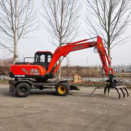 恒远95 二手轮式抓木机图片 旋转装载机 挖挖机 夹甘蔗 码垛 轮挖