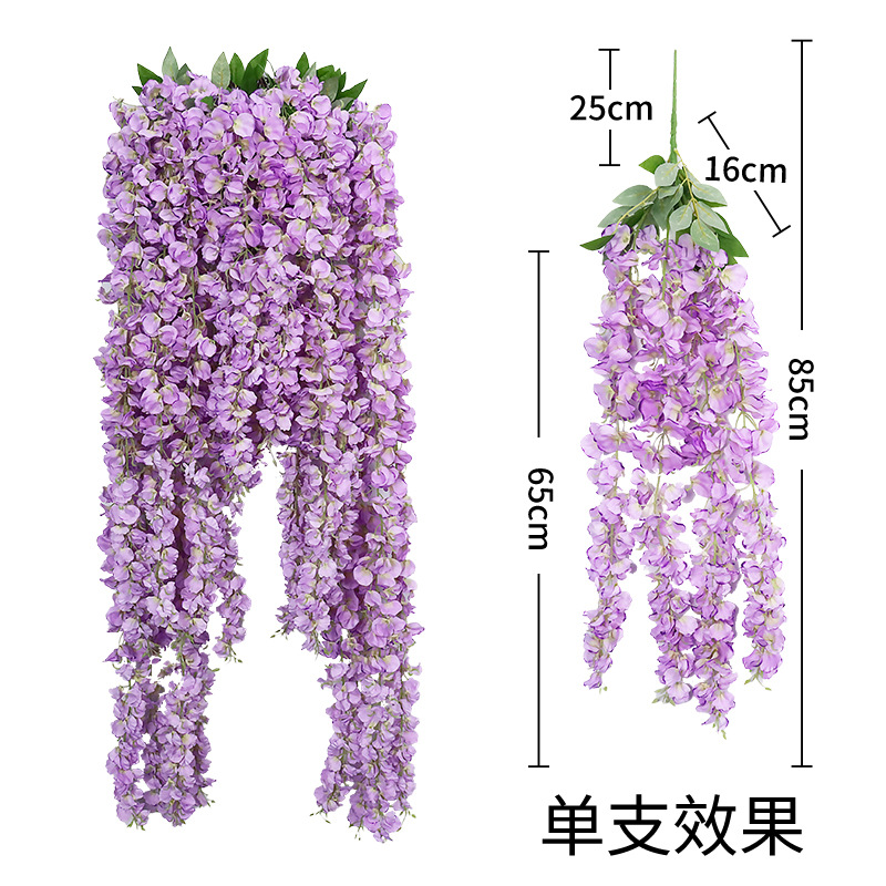 Flor de Wisteria artificial Flor de frijol rama Flor de frijol colgante boda falsa Flor de Wisteria decoración al por mayor Rama de Wisteria artificial
