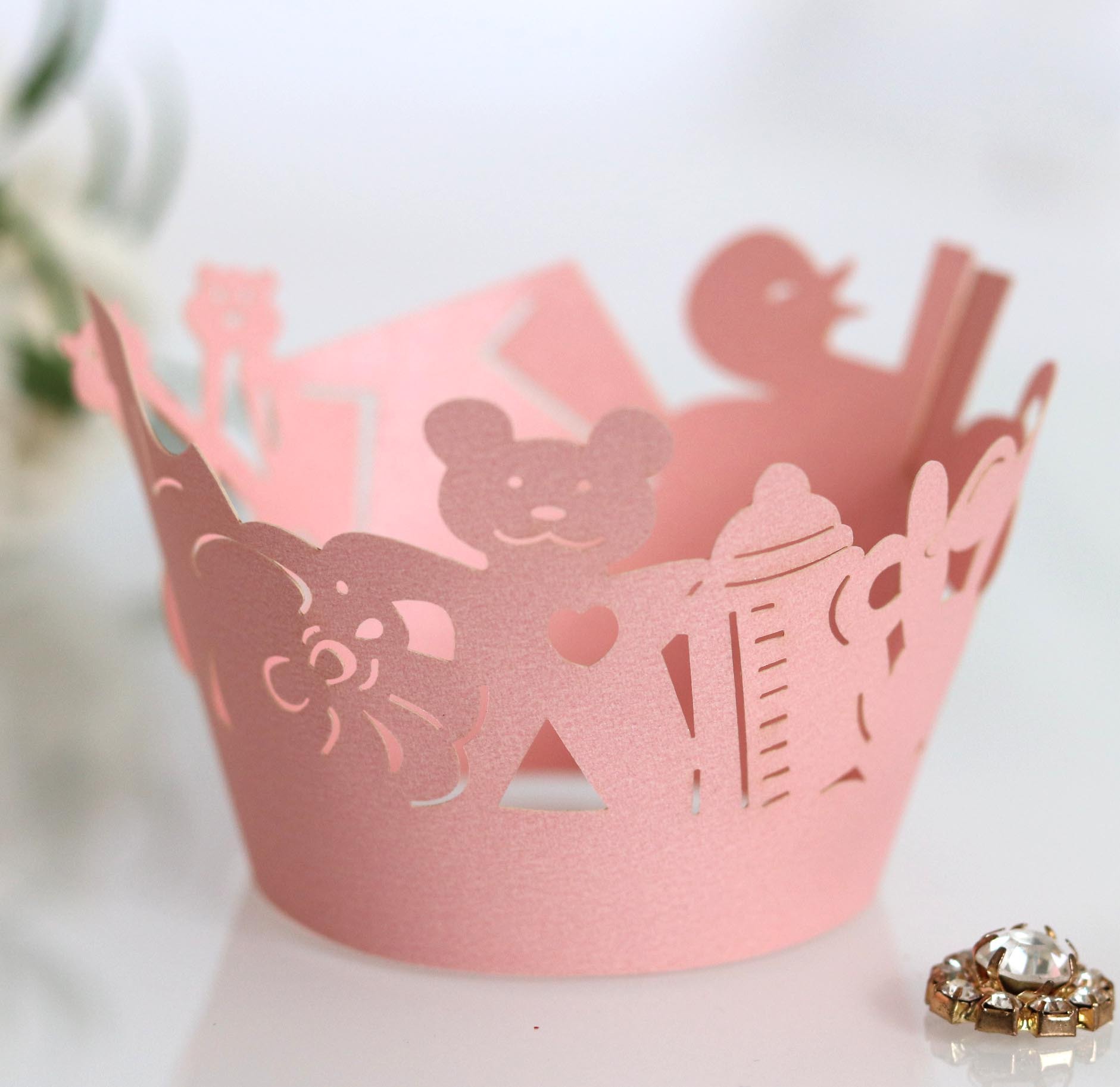 销亚马逊 节日纸杯蛋糕花边 BABY熊款蛋糕纸围边 激光镂空 批发