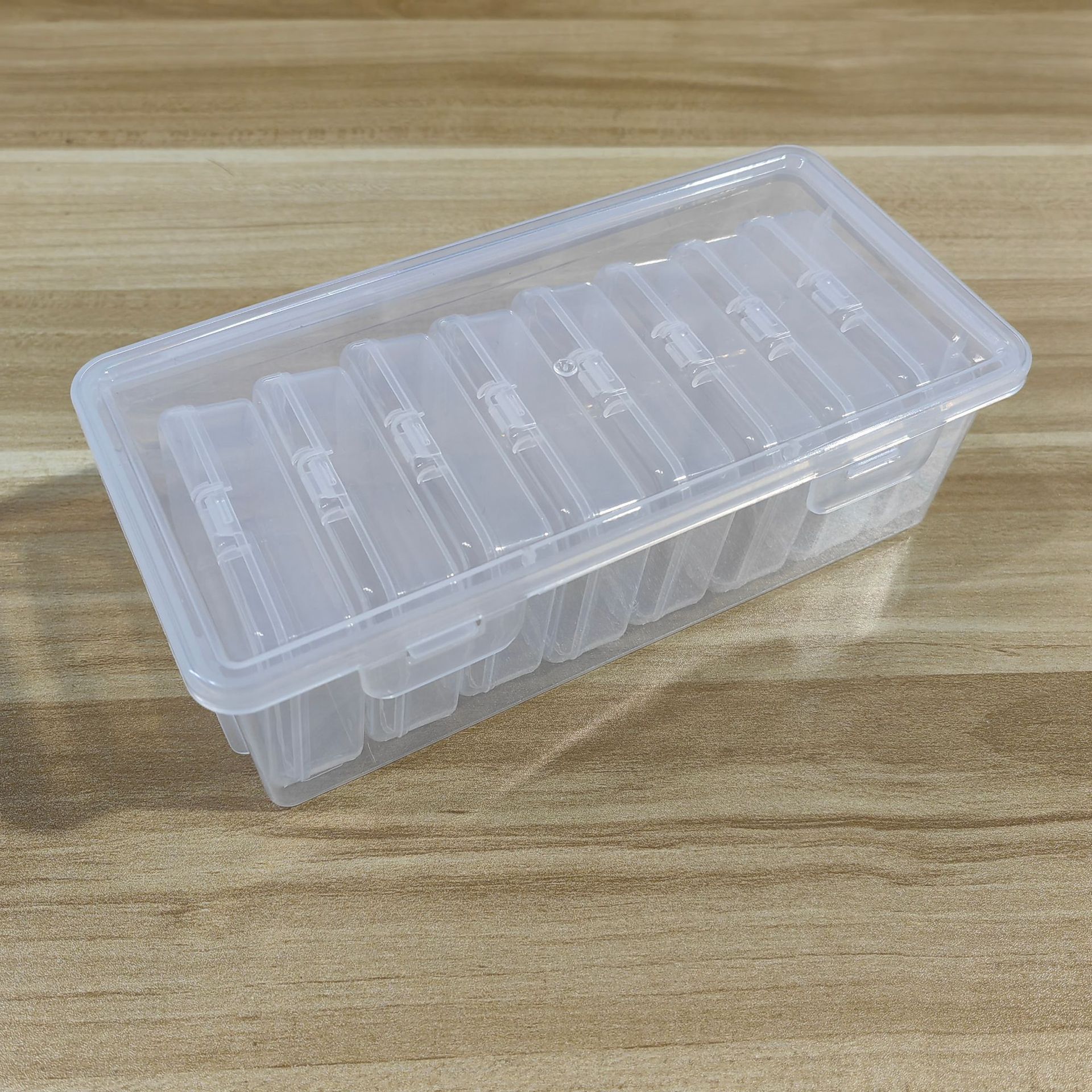 Caja rectangular de plástico transparente DIY píldora semillas joyería uñas clasificación material de almacenamiento caja de organización