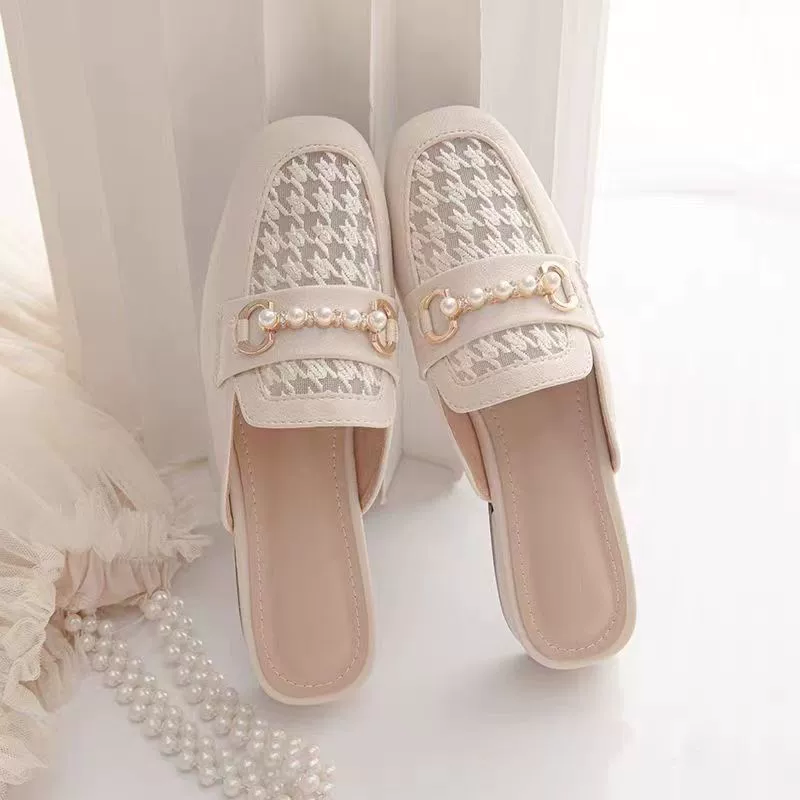 Тапочки женские, на низком каблуке, полутапочки, верхняя одежда, на среднем каблуке, универсальные, сетка в корейском стиле 2025