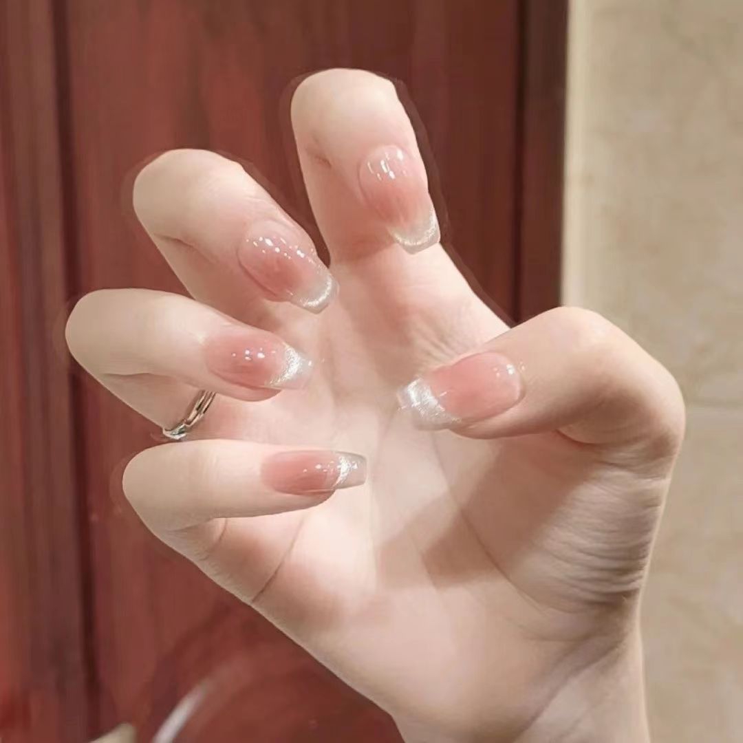 Blush ojo de gato hecho a mano desgaste de uñas Nueva celebridad de Internet desgaste de uñas arco de uñas parche de uñas pegatinas cortas