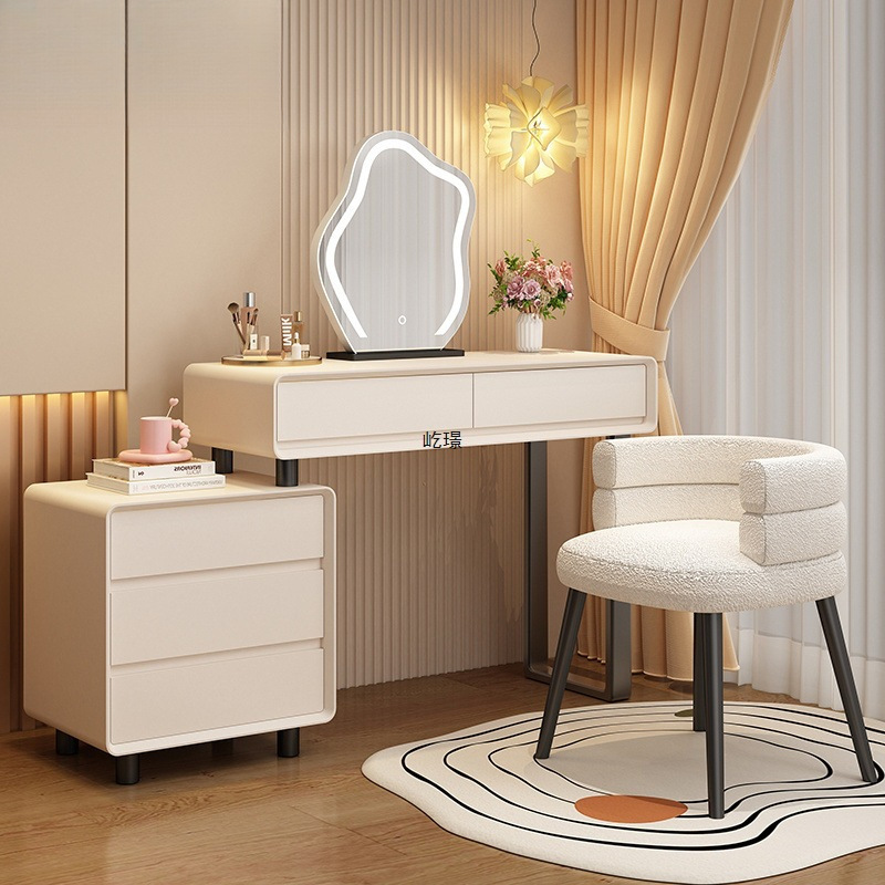 Cream Style Solid Wood Dressing Table Small Bedroom Modern Simple Multi-Functional Dressing Table Integrated Desk Dressing Table