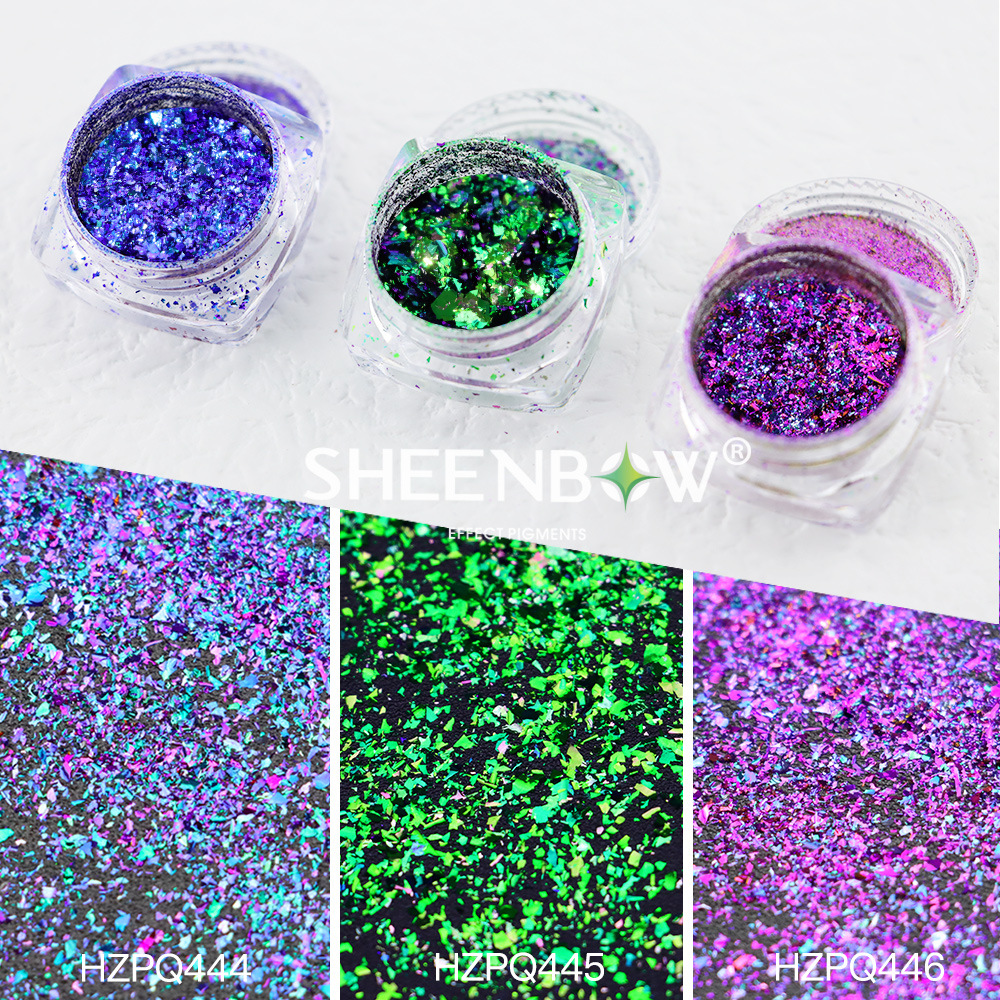 鑫铂新品爆闪变色龙 眼影 指甲闪片史莱姆云锦粉颜料批发化妆品用