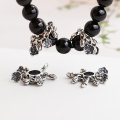 S925純銀泰銀花朵跑環花苞隔珠DIY編繩手串項鍊櫻花掛件飾品配件