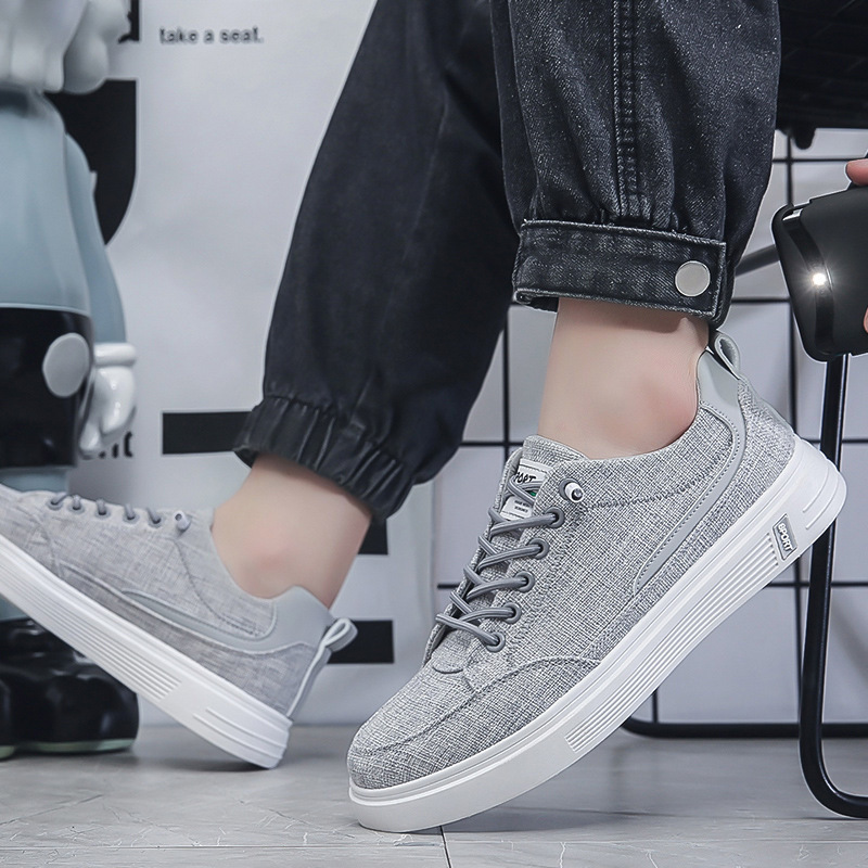 Zapatos de hombre primavera 2025, nuevos zapatos deportivos casuales de lona, zapatos de lona para trabajo y oficina, zapatillas planas de lino para hombre