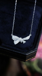 18K Gold Fine Jewelry Luxury Full Diamond Inlaid Bow Necklace Jewelry Jewelry Tiktok Wholesale Generation