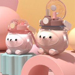 超萌夏季熊貓雙飲高顏值大容量兒童可愛水杯塑料小熊吸管水杯杯子