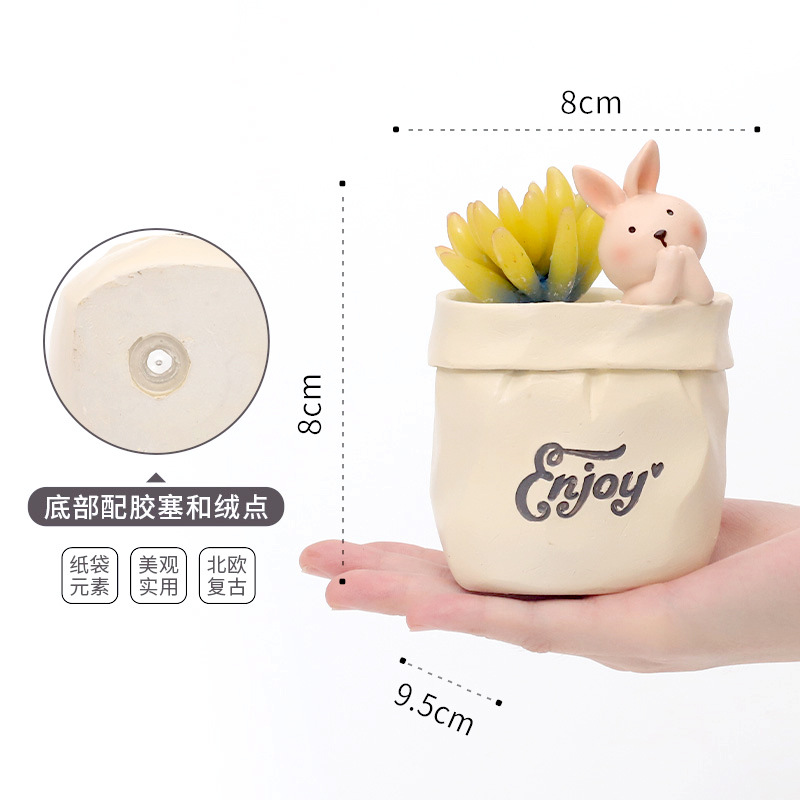 Chậu Cây Resin Chậu cây mọng nước hình túi giấy Bắc Âu, chậu resin mini, trang trí nhà và văn phòng (RG-38)