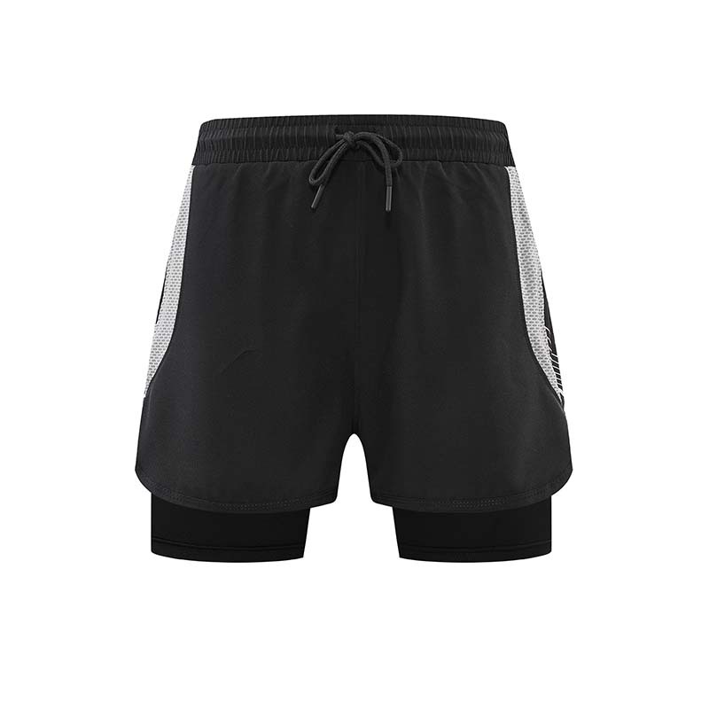 Nuevos deportes americanos pantalones cortos para correr maratón de pista y campo de secado rápido forro falso entrenamiento de dos piezas fitness pantalones de tres puntos