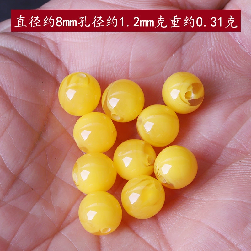 Synthesized rosary with round beads wax agate handmade, DIY