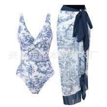 连体两件套高级感长裙版泳衣外贸跨境速卖通时尚显瘦泳衣女款批发