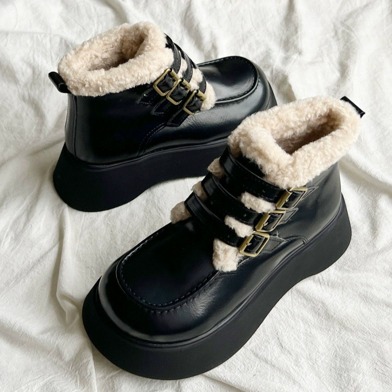 Ботинки martens на платформе, зимние тёплые ботинки‑анкл, корейский стиль, размеры 35–40