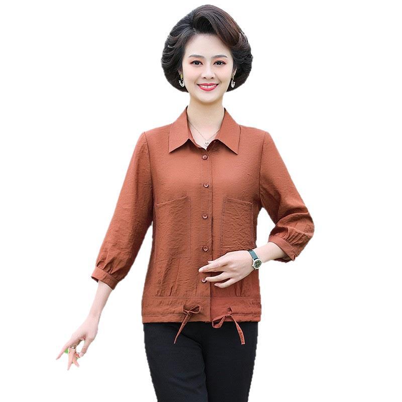 Mom's New Women's Short Shirt Cardigan Loose Large Size Women's Jacket Baseball Uniform Top Spring and Autum Casual Wear