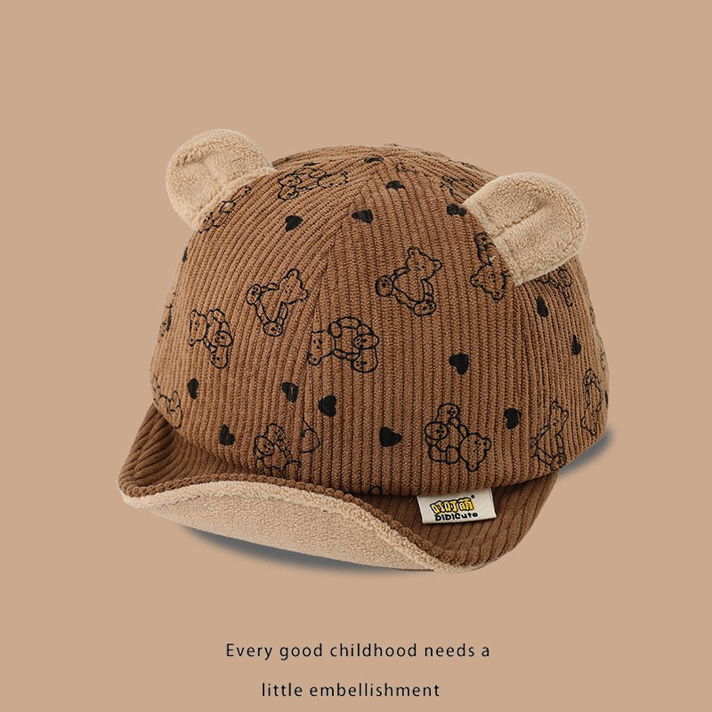 Sombrero de bebé primavera y otoño para bebés con bordes suaves sombrero de invierno para niños gorra de lengua de pato espesa gorra de béisbol de mujer linda