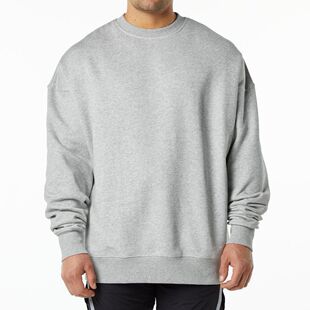 400g us size fleece-lined thickened round neck sweater men's American-style loose drop shoulder solid color couple oversize sweater fashion