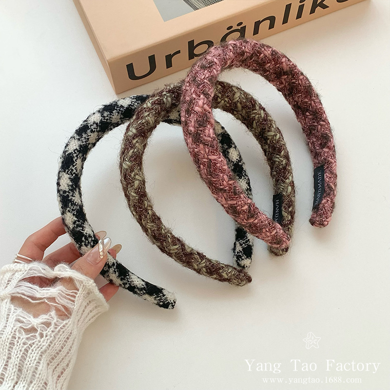 Temperamento otoño invierno pequeño viento fragrante tween grueso bandas de cabello de alta sensación bandas de cabello de estilo francés temperamento simple tocado de cabello