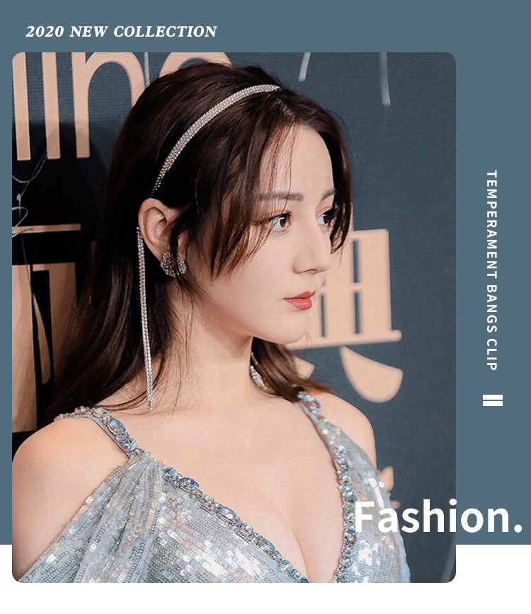 DiLiReba el mismo tipo de diamante flange bandana de cabello de la niña fuera de la banda de cabello colgante detrás de joyas de cabello sensación de alto nivel
