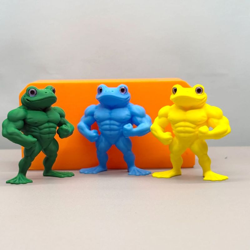 跨境爆款3d打印肌肉蛙桌面玩具摆件健美蛙手办bodybuilding frog|undefined