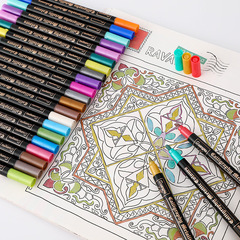 24 colors Guangna 6552 double-head metallic paint pen blade wide marker pen water-based metal pen erasable art