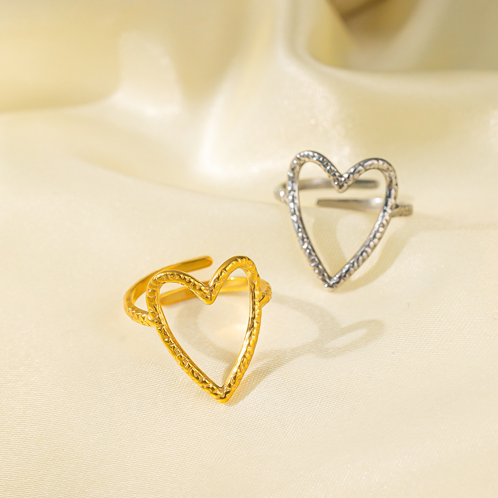 6g Weight PVD Coated Gold Plating Process 18K Gold Plated Plating Material Open Rings Classification 1 Piece Quantity Casual, Daily, Shopping Occasion 304 Stainless Steel Material Heart Shape, Flower, Bow Knot Pattern All Seasons Season Women's Gender Vintage Style, French Style Style Plating Craft Wholesale Jewelry Vintage Style French Style Heart Shape Flower Bow Knot Titanium Steel 18K Gold Plated Plating Open Rings 3