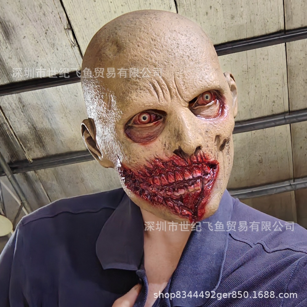 Halloween horror sin boca alienígena transfronteriza venta caliente nuevo zombie cosplay cámara secreta de látex cubierta de cabeza