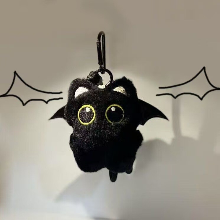 New Super Cute Fruit Little Black Cat Bag Pendant Cute Plush Doll Keychain Doll Pendant Gift Couple