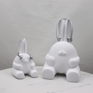 Modern minimalist Nordic cartoon white headset Rabbit jewelry model room living room children's room sales office decoration