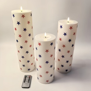 Amazon's New Five-Pointed Star Printed Candle Outdoor Waterproof Led Candle Light Holiday Party Wedding Decoration