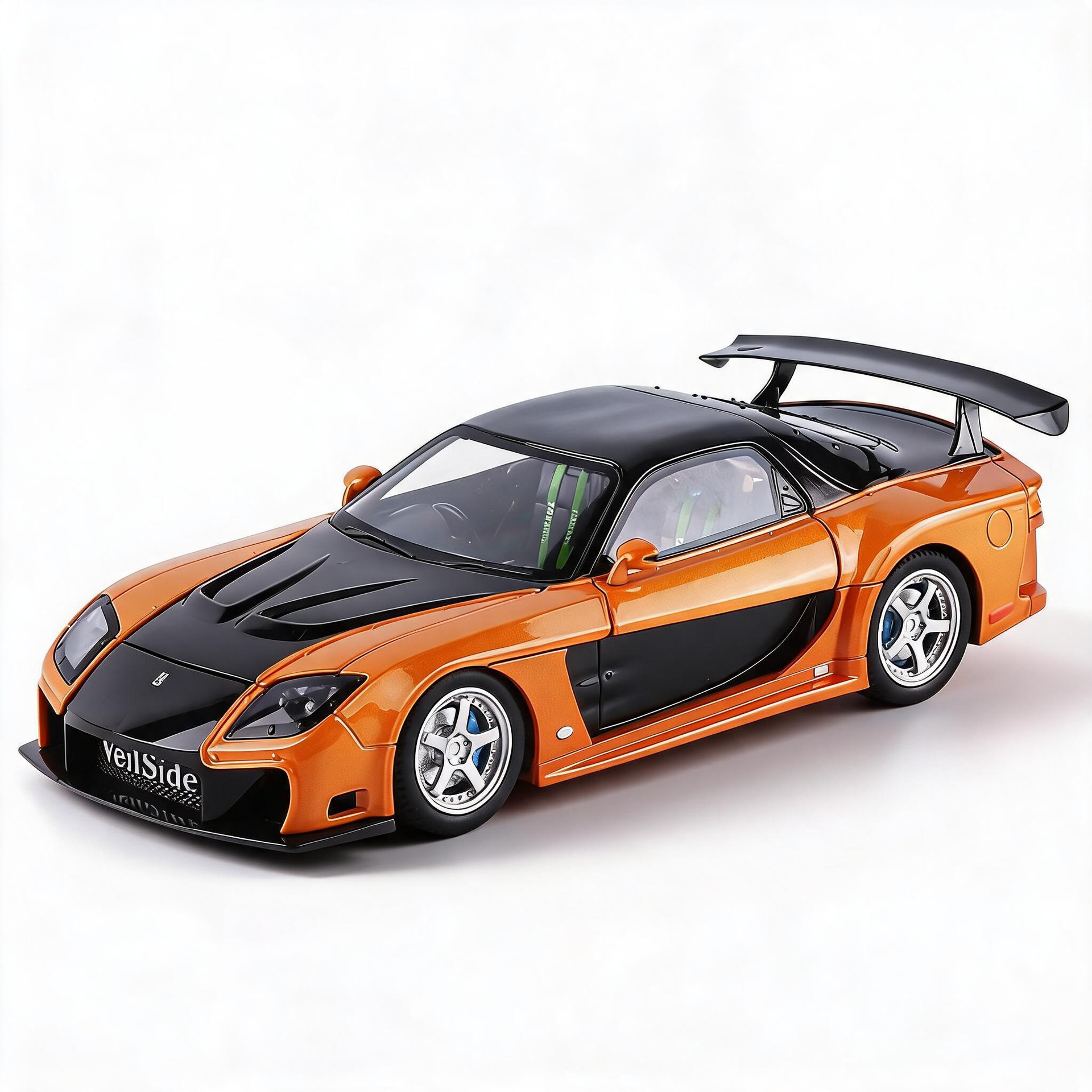 1: 24 Mazda RX7 modelo de automóvil de aleación retroalimentación de sonido y luz pintura exclusiva de escritorio decoración de moda individual