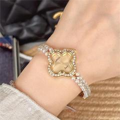 Mishali/米莉莎四葉草珍珠手鍊鑲鑽女花形貝母高級感女表