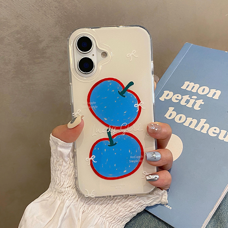 Two Blue Apple Cases Suitable for iPhone 16, iPhone 15 Pro Max Protective Cover, Anti-Drop for iPhone 14, New for iPhone 17