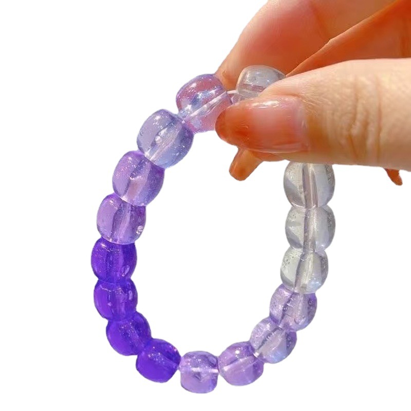 Luminoso cielo estrellado pulsera estudiante descompresión placa juego gradiente color bobinado suave cuentas pareja pulsera al por mayor