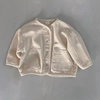 Корейская версия детской весны и осени новый дикий мужчина и женщина с круглым вырезом джинсовая куртка ветрозащитный кардиган нейтральный повседневный пиджак прилив