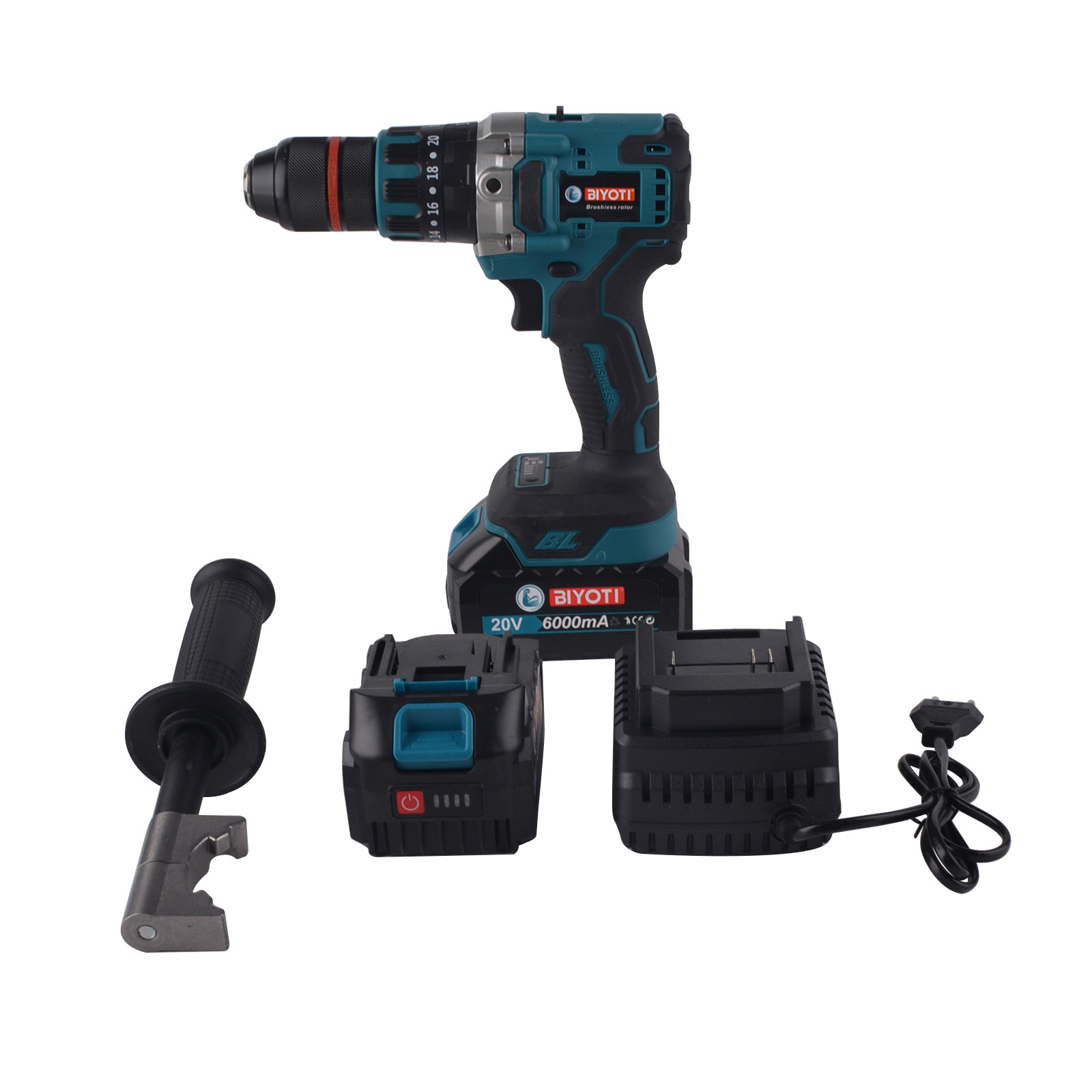 BIYOTI大功率带扳手电动螺丝刀锂电池多功能电钻充电式无刷手电钻