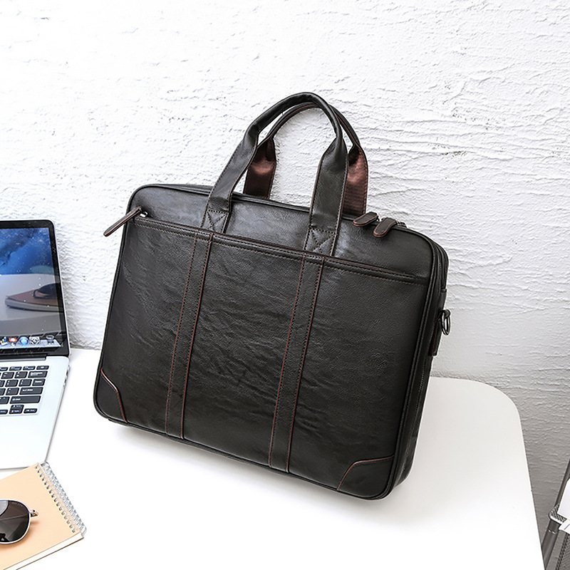 Nuevos hombres pu portátil maletín Oficina de conferencias de negocios gran capacidad 15,6 pulgadas Bolsa de computadora de una sola pieza entrega