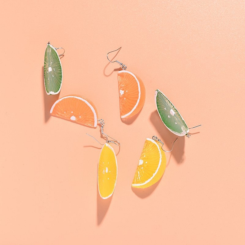 Daily Occasion 1 Pair Elegant Lady Simple Style Fruit Stoving Varnish Plastic Resin Drop Earrings