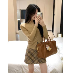 Famouswang 2024 秋オールドマネースタイル A ラインスカート女性小柄な秋の通勤