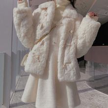 皮草外套女2023款秋冬季韩版新款牛角扣仿羊羔绒加厚可爱洋气大衣