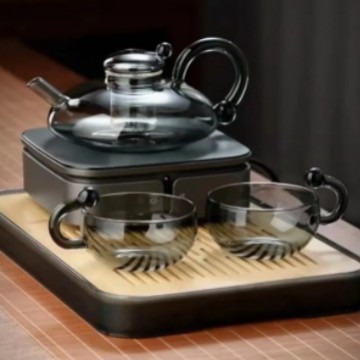 Tetera, vidrio resistente al calor, nueva tetera, té de flores domésticas, separación de agua, estufa de cerámica eléctrica, tetera, juego de té de lujo ligero