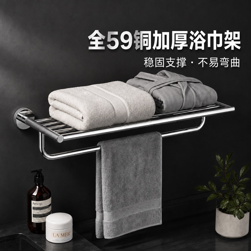 All-brass solid 59 fine copper towel rack, no-drill bathroom towel rack, towel hanging rod, bathroom storage rack All-brass solid 59 fine copper towel rack, no-drill bathroom towel rack, towel hanging rod, bathroom storage rack