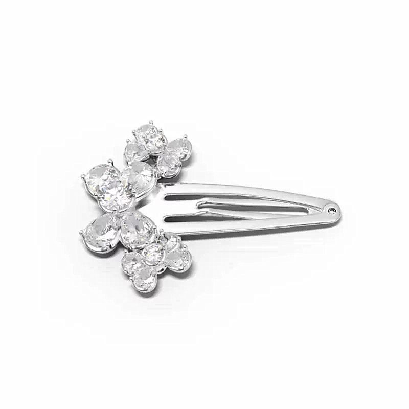 Dudu Gemstone Hairpin Hairpin Butterfly Shiny Bb Clip Side Clip Girl Gift Broken Hairpin Accessible Luxury Silver Hairpin