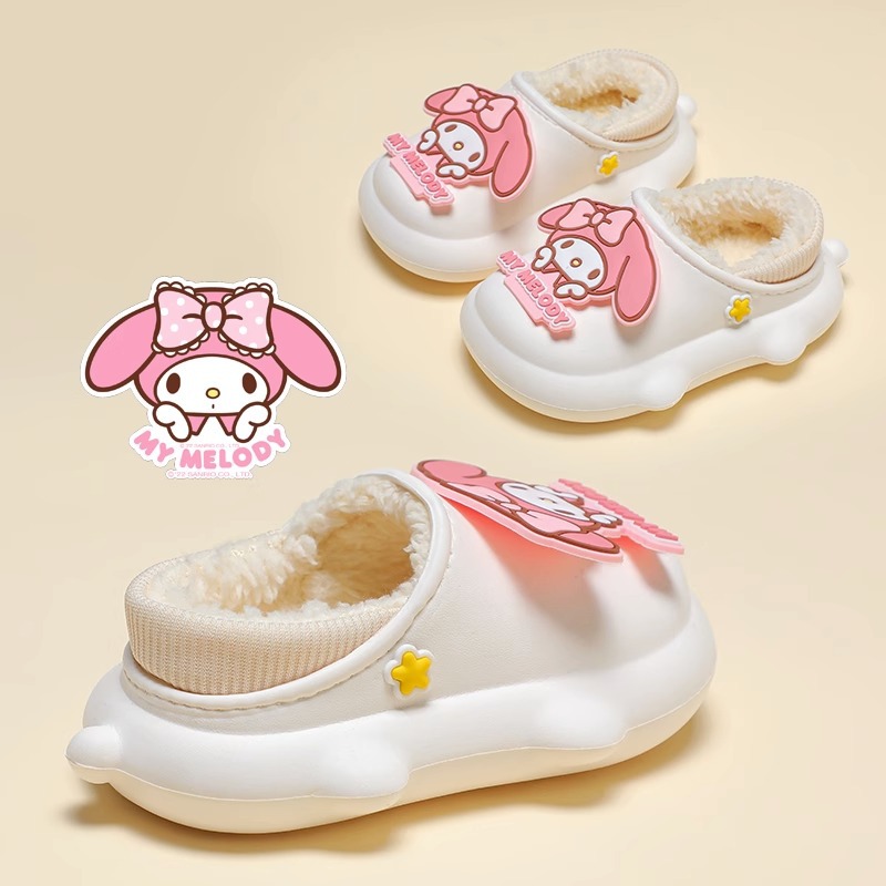 Sanrio niños Zapatillas de algodón nuevo invierno niños y niñas interior casa bebé suave Fondo cálido felpa Zapatillas de algodón
