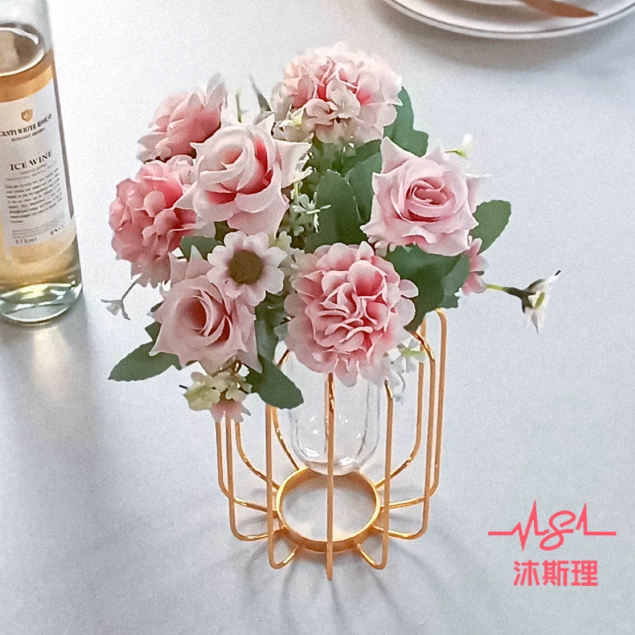 Скандинавский декоративный светильник-фонарь из железа и пластика в виде пробирки для цветов, с гальваническим покрытием, для дома, рабочего стола, гостиной, гидропонный контейнер, емкость для воды, цветочный горшок