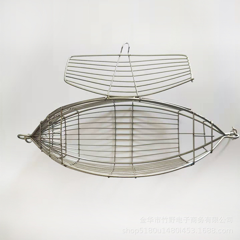 Factory wholesale stainless steel bait cage South oil big green needle shrimp cage chicken cage nest cage olive bait cage direct Camp