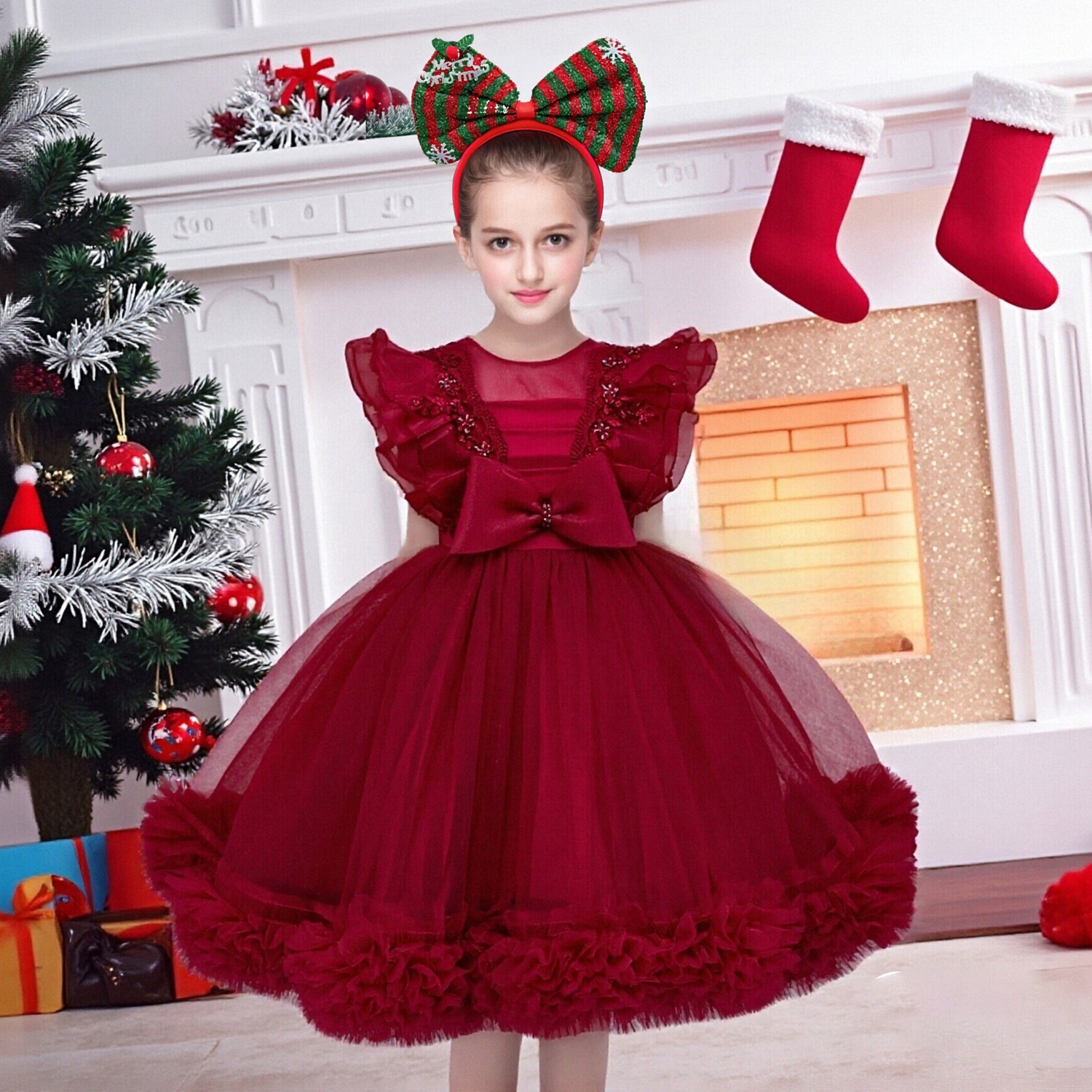 Europa y los Estados Unidos nuevos vestidos de Navidad de niñas niños anfitriones princesa vestidos de niñas vestidos de Año Nuevo