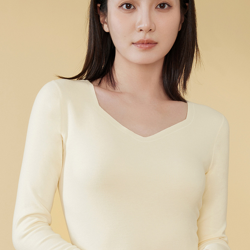 다이아몬드 칼라 패딩 얇은 벨벳 열 속옷 여성베이스 셔츠 벨벳 일정한 온도 가을과 겨울 원활한 내부 세트