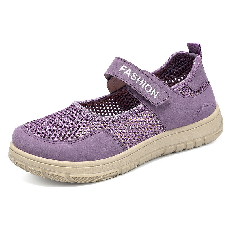 Zapatos mujer verano nuevo estilo malla hueca zapatos casuales transpirables zapatos de mujer transfronterizos suela blanda pies no cansados zapatos de madre al por mayor