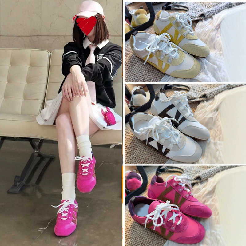 European Version of Ballet-Style Women's Shoes 2026 New Retro Square-Toe Lace-Up Genuine Leather Color-Blocking Height-Increasing Casual Women's Tennis Shoes