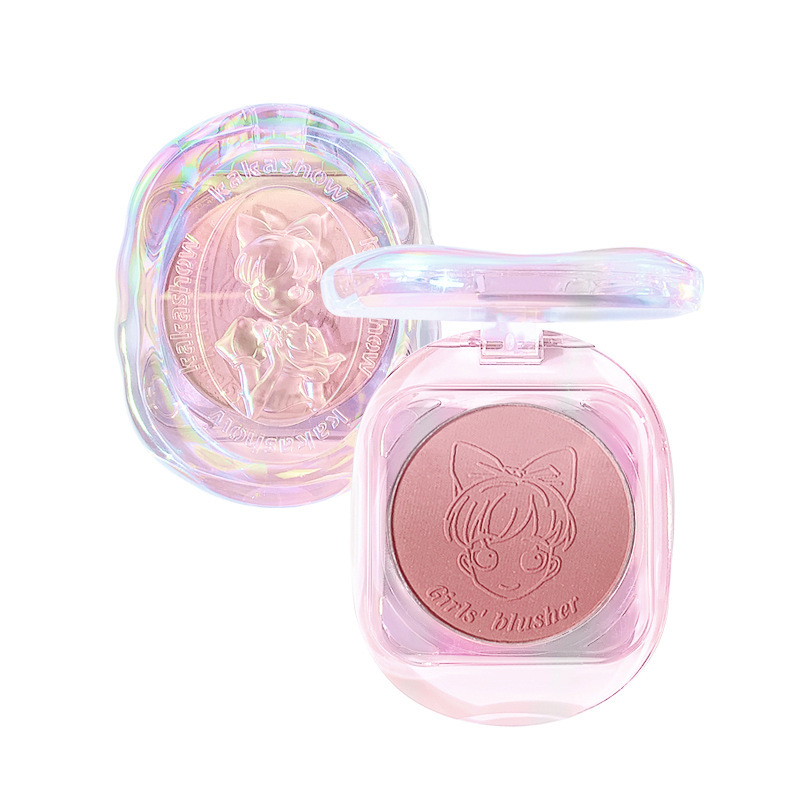 Kakashow girl heat gradiente rubor mate rubor branquias púrpura blanco fino destello maquillaje desnudo natural reparador plato de rubor